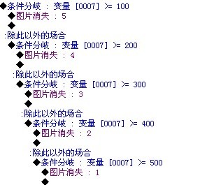然后这里是当主角HP大于或者等于这些图片就会消失