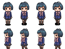 【原创素材】男女学生行走图（三头身）看心情更新ing…