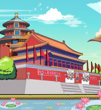 一些模拟现实场景，设计出卡通的背景图