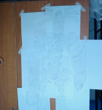 手绘图腾向巨像兵一只，附带上课乱涂小机器人